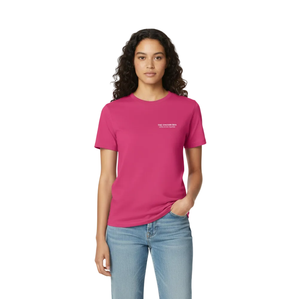 Box Oval Back Tee - Hot Pink - Front - Female Model