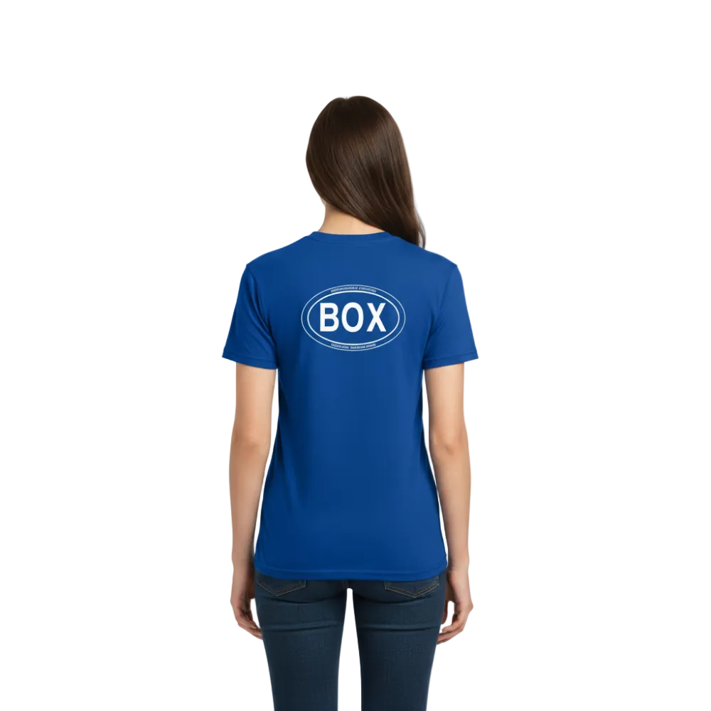 Box Oval Back Tee - Royal Blue - Back - Female Model