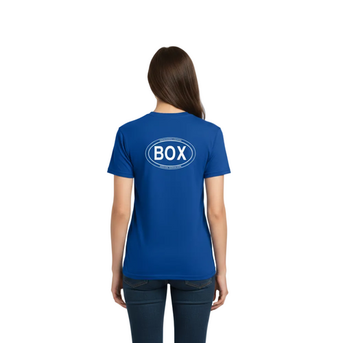 Box Oval Back Tee - Royal Blue - Back - Female Model