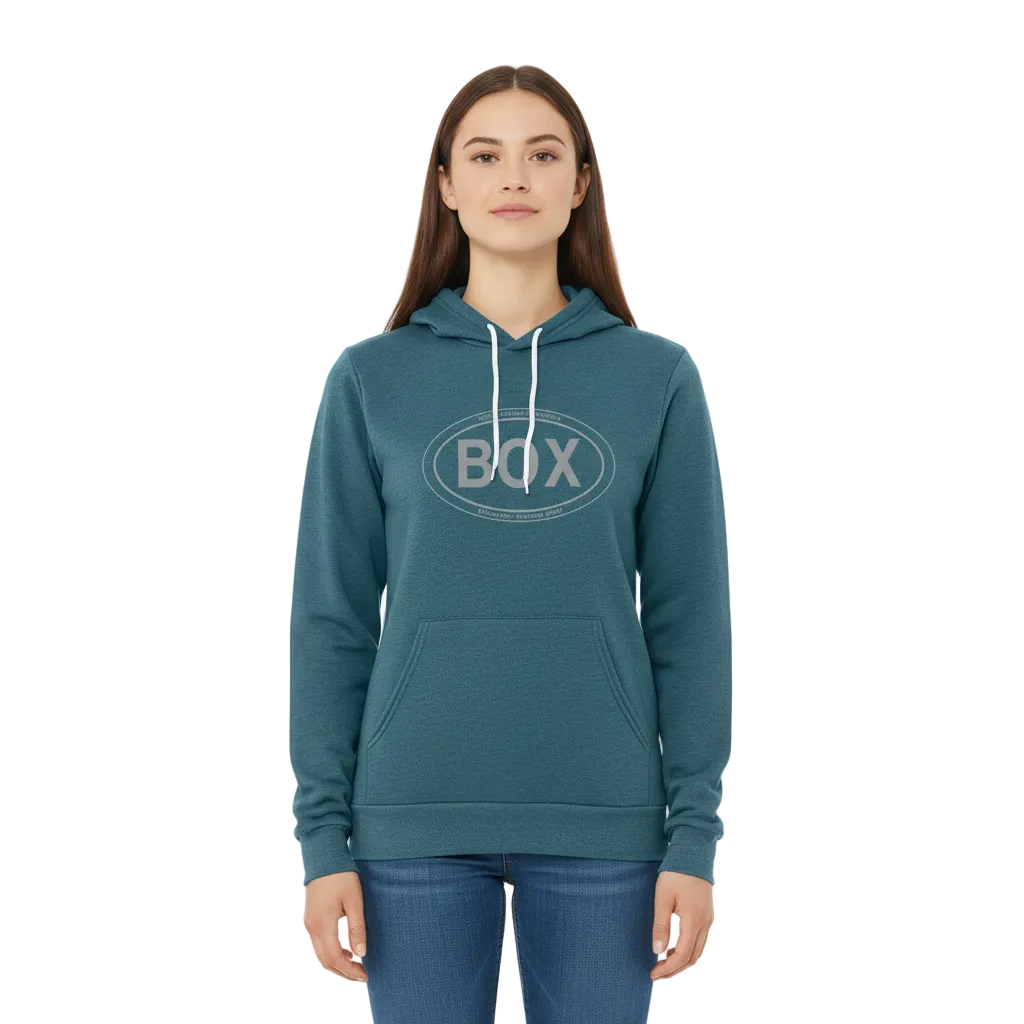 Box Oval Fleece Hoodie - Deep Teal - Female Model