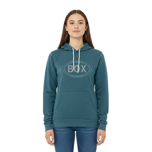 Box Oval Fleece Hoodie - Deep Teal - Female Model