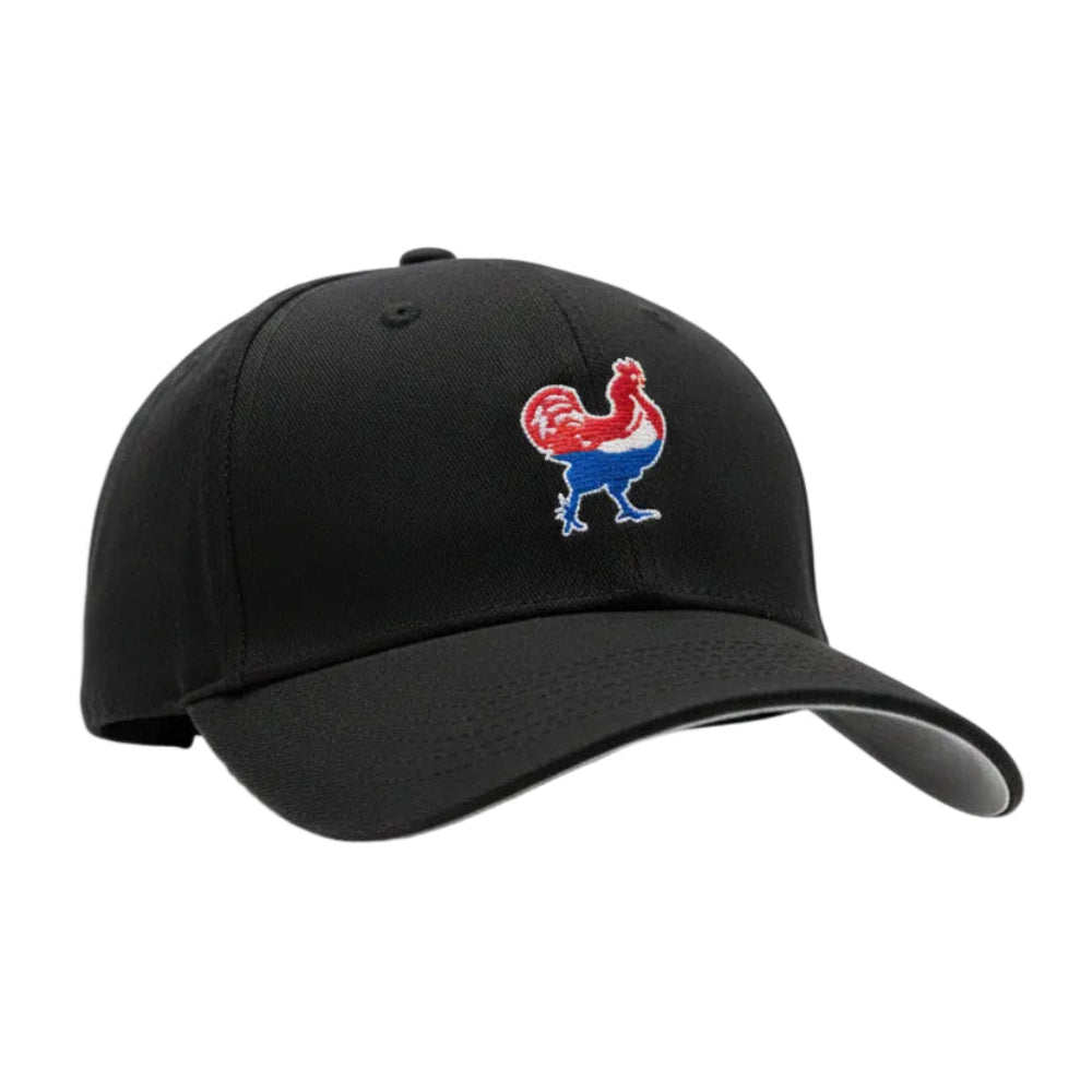 Chicken Box Fitted Hat with Red White and Blue Logo